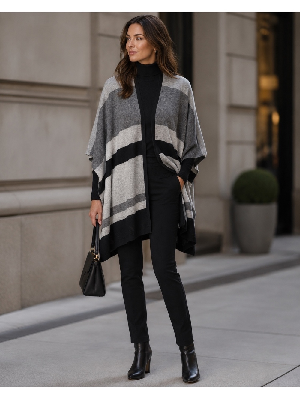PLY Cashmere Draped Poncho Wrap 100% Cashmere Oversized Soft Luxury S/M